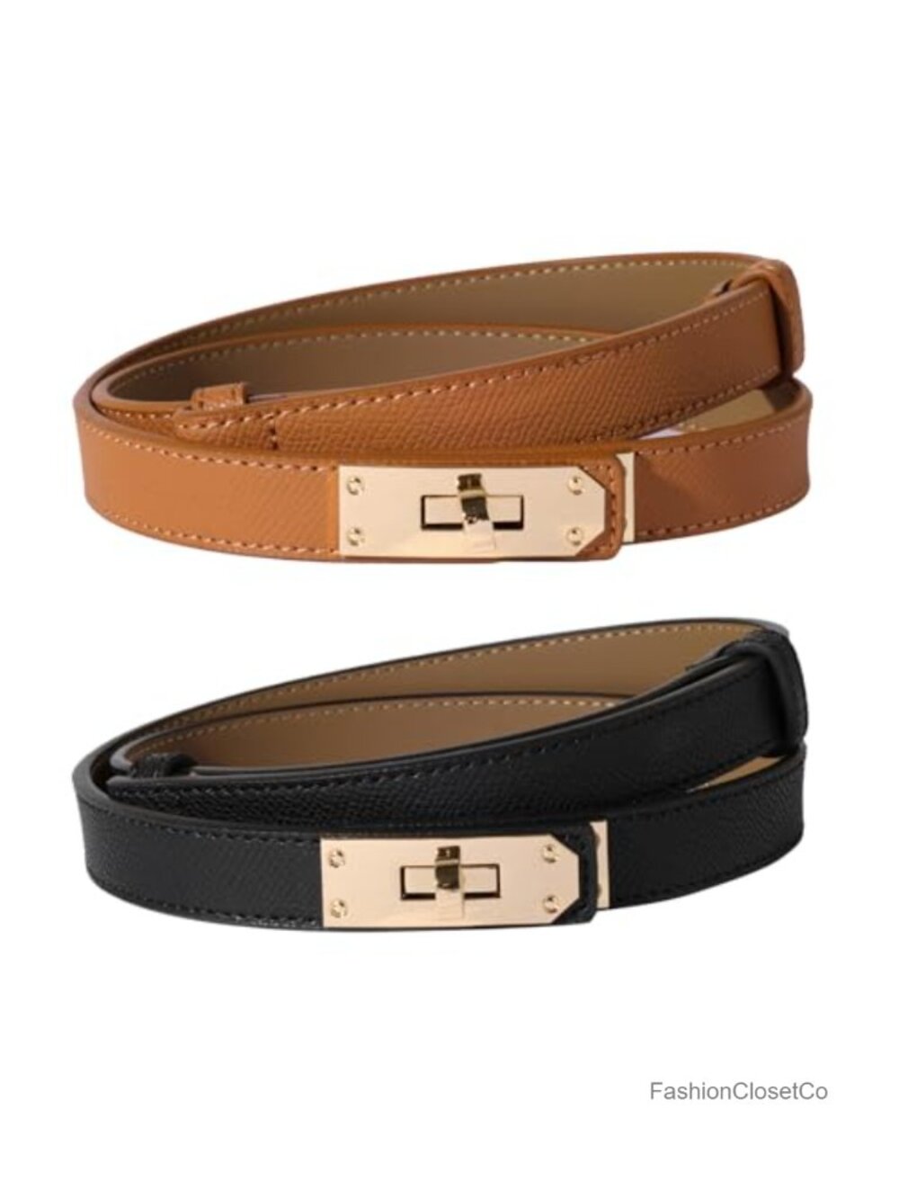 Women's Skinny Leather Belt Adjustable Waistband for Dresses Jeans
